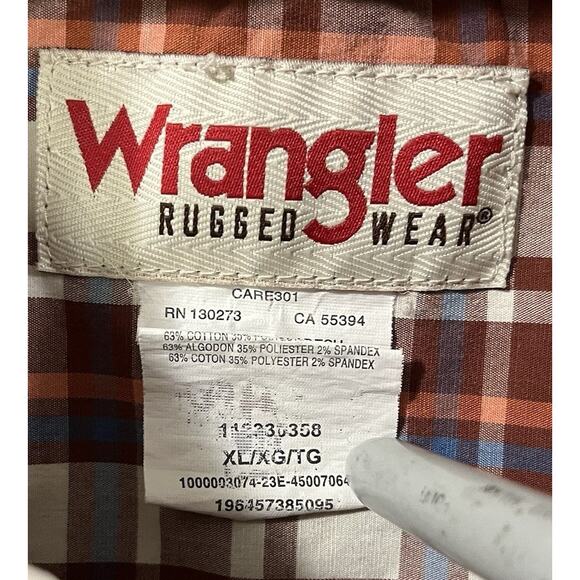 Wrangler Men’s Plaid Size XL Rustic Colors Button Down Cotton - Picture 4 of 7